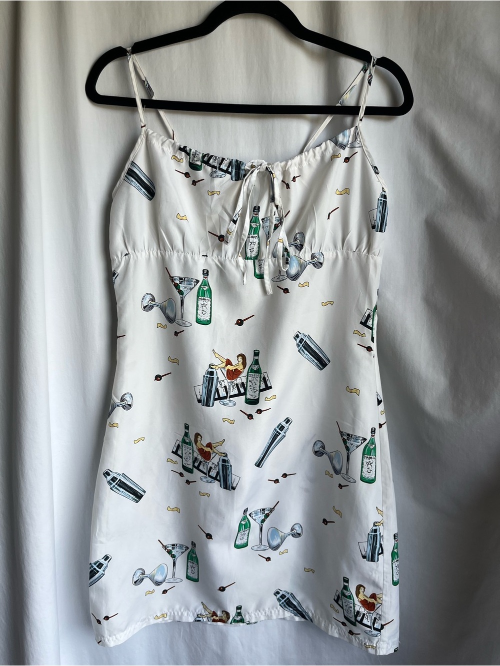 Rare Vintage Y2K coconut pier martini dress cocktail print spaghetti strap white